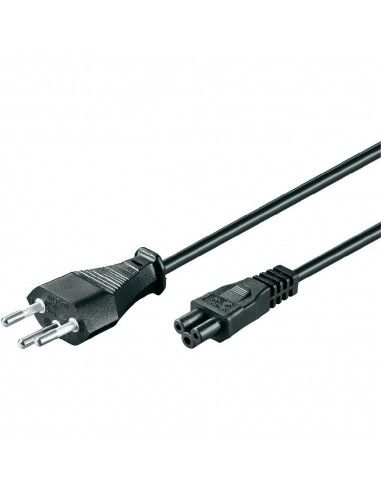 Computer power supply cable with Swiss male plug, black (Mickey Mouse plug)