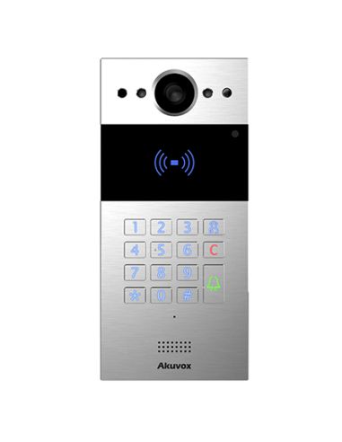 Akuvox - IP Video Türsprechenanlage R20K – 1 Klingel mit Lesegerät für RFID-Badges, NFC - Keypad Modul - In-Wall Edition