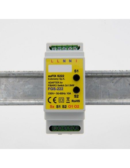 Eutonomy - Adaptater euFIX DIN per Fibaro FGS-222 (con pulsanti)