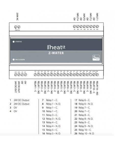 Thermofloor - Hydronic controller Z-wave+ für 10 Ausgänge Heatit Z-Water