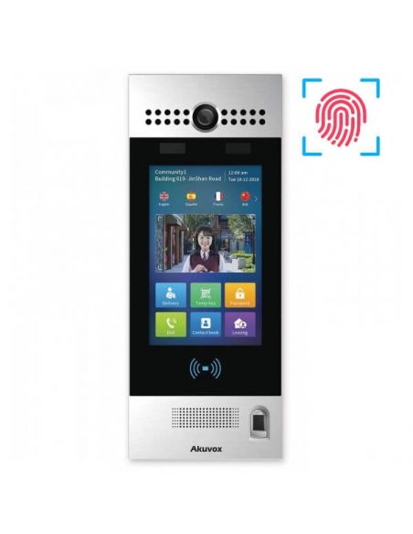 Akuvox - R29CT Multi-Tenant IP Video Door Entry System with facial recognition, Fingerprint Reader, QR Code, BLE, 7" Touchscreen