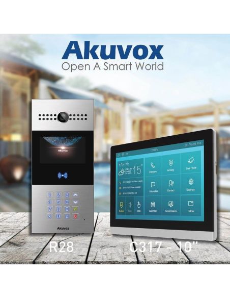 Akuvox - Portier vidéo IP Multi-locataires R29C avec reconnaissance faciale, QR Code, BLE, écran tactile 7" - montage en surface