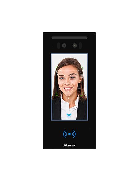 Akuvox - Portier vidéo et contrôle d'accès E16C à reconnaissance faciale, avec écran tactile, Bluetooth, RFID & QR Code