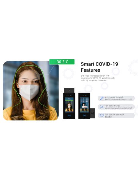 Akuvox - Portier vidéo et contrôle d'accès E16C à reconnaissance faciale, avec écran tactile, Bluetooth, RFID & QR Code