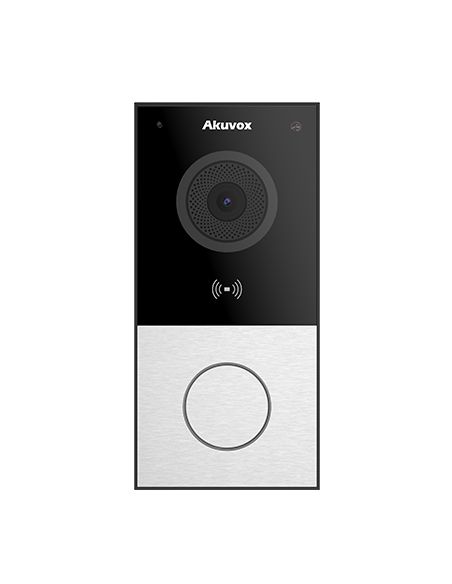 Akuvox - Compact video door phone IP E12W - 1 doorbell with RFID and WiFi badge reader - surface mount