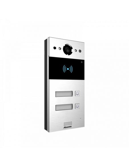 Akuvox - Portier vidéo IP R20BX2 - multi-utilisateurs - 2 sonnettes avec lecteur de badge RFID