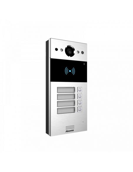 Akuvox - Portier vidéo IP R20B4 - multi-utilisateurs - 4 sonnettes avec lecteur de badge RFID