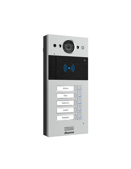 Akuvox - IP-Video-Türsprechanlage R20B5 - Mehrbenutzer - 5 Ruftasten mit RFID-Ausweisleser