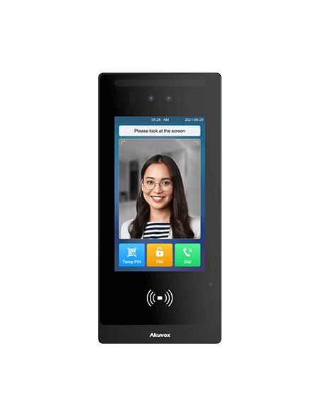 Akuvox - E18C Video-Türsprechanlage und Zutrittskontrolle mit Gesichtserkennung, Touchscreen, Bluetooth, RFID, QR-Code, 4G-kompa