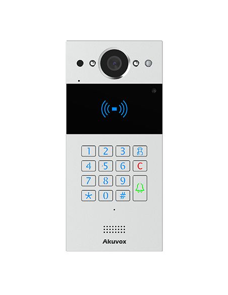 Akuvox - Compact SIP R20A-2 2 Wire Video Doorbell - 1 Doorbell with RFID Badge Reader and numeric keypad