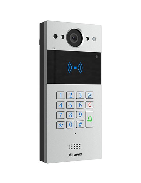 Akuvox - Portier vidéo 2 fils compact SIP R20K-2 - 1 sonnette avec lecteur de badge RFID et clavier