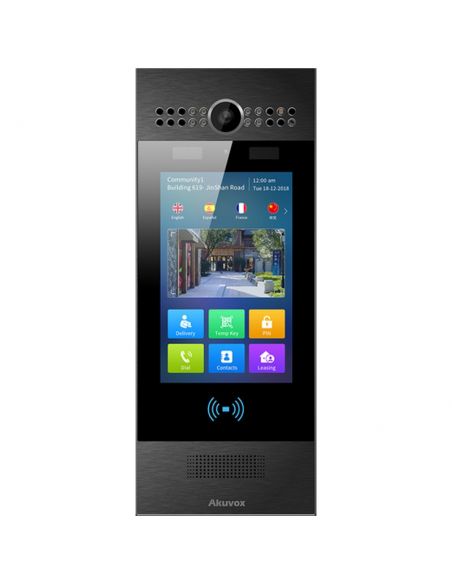 Akuvox - R29C Multi-Tenant-IP-Video-Türsprechanlage mit Gesichtserkennung, QR-Code, BLE, 7"-Touchscreen.