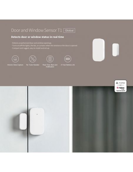 Aqara - Zigbee 3.0 Door and Window Sensor T1 (DW-S03D)