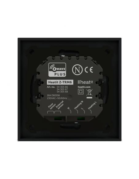 Heatit controls - Thermostat Z-Wave Heatit Z-TRM6 3600W 16A, noir