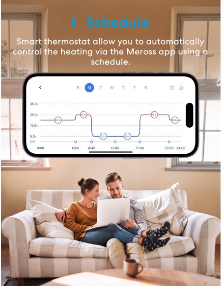 Meross - Thermostat Wi-Fi intelligent pour plancher chauffant électrique