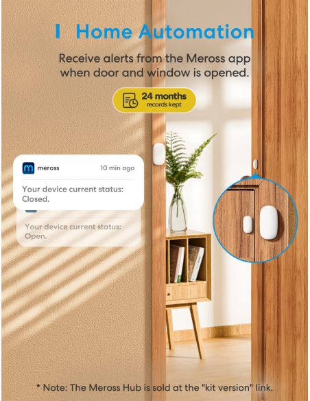 Meross - Intelligenter Wi-Fi-Tür-/Fensteröffnungssensor, MS200HK