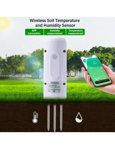 IHOMECAM - Zigbee-Bodensensor (Temperatur und Luftfeuchtigkeit) für Garten und Pflanzen
